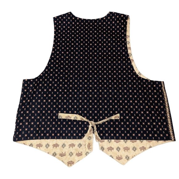 Vintage Southwestern Buffalo Vest open design sz L back tie sash - Picture 3 of 5